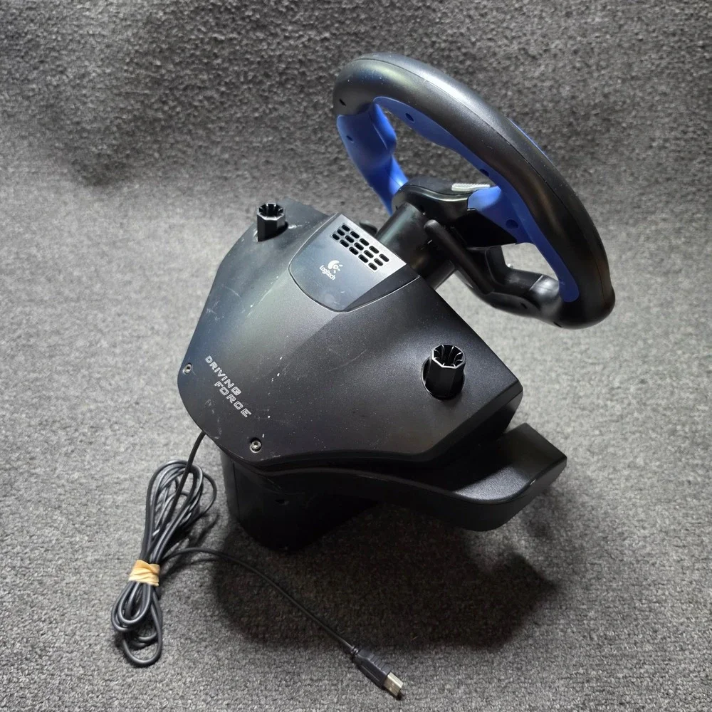 Logitech Driving Force Racing Wheel Blue Black PS2 PS3 PC E-UC2 Pedals Set